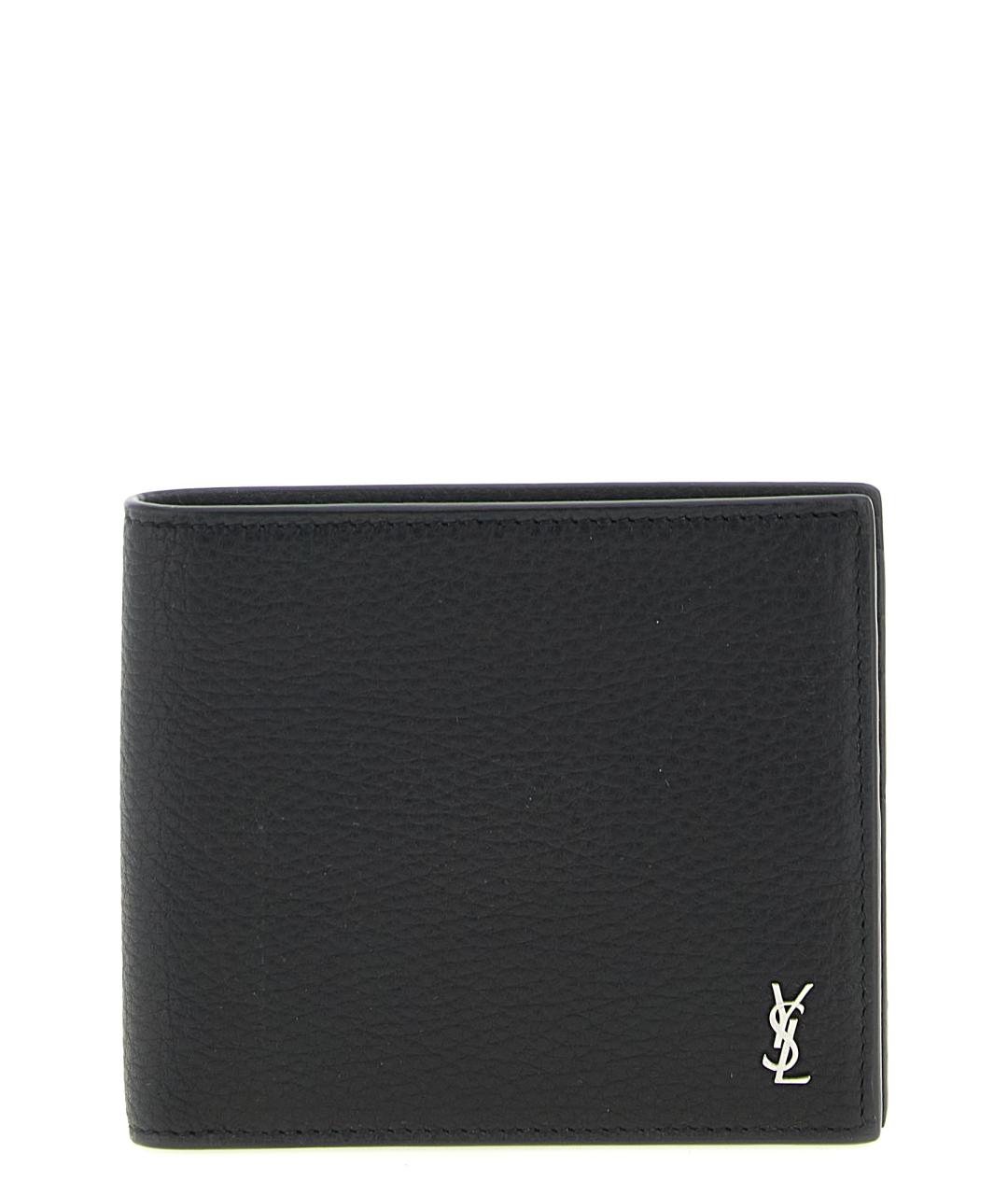 SAINT LAURENT Черный кожаный кошелек, фото 1