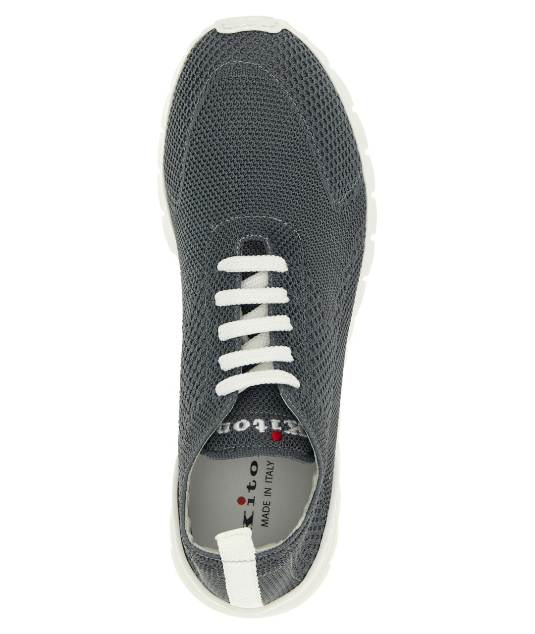 KITON Серые текстильные низкие кроссовки / кеды, фото 4