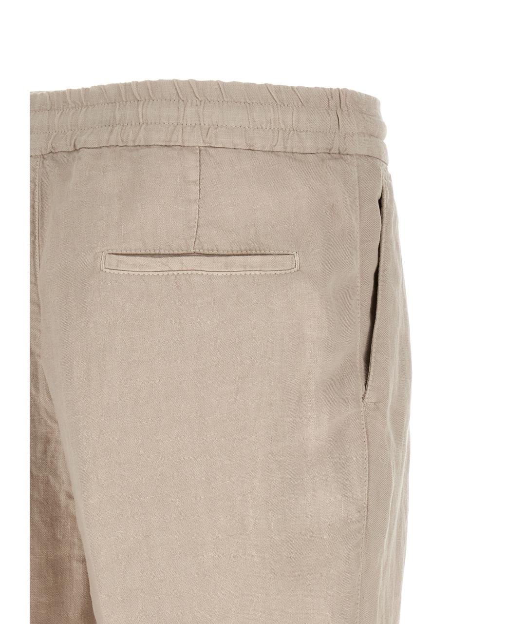 BRUNELLO CUCINELLI Бежевые льняные повседневные брюки, фото 4