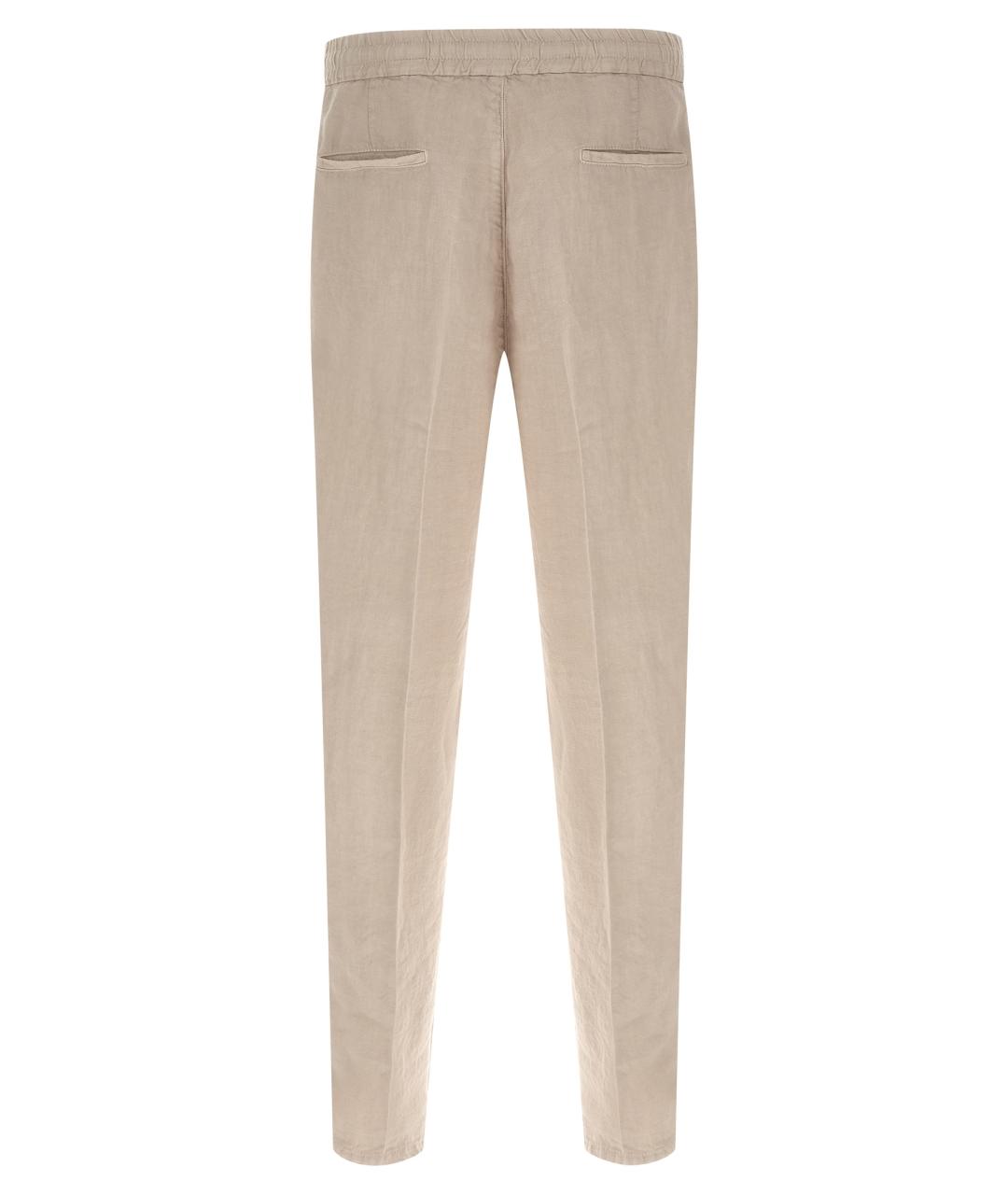 BRUNELLO CUCINELLI Бежевые льняные повседневные брюки, фото 2