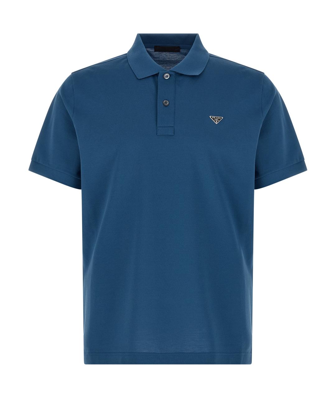 PRADA Голубое хлопковое поло с коротким рукавом, фото 1