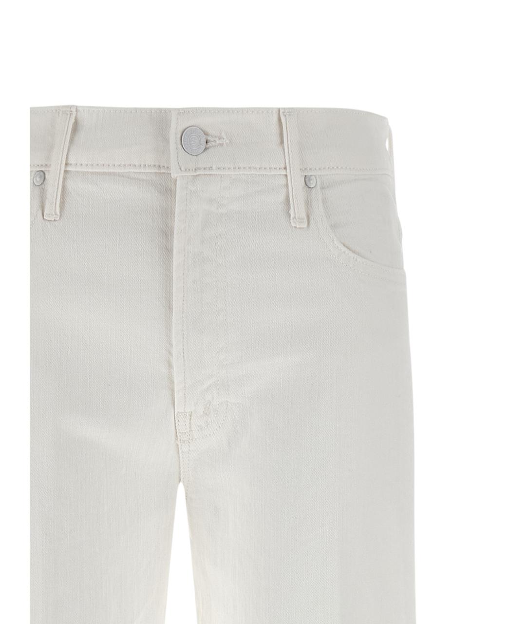 MOTHER Белые хлопковые прямые джинсы, фото 3