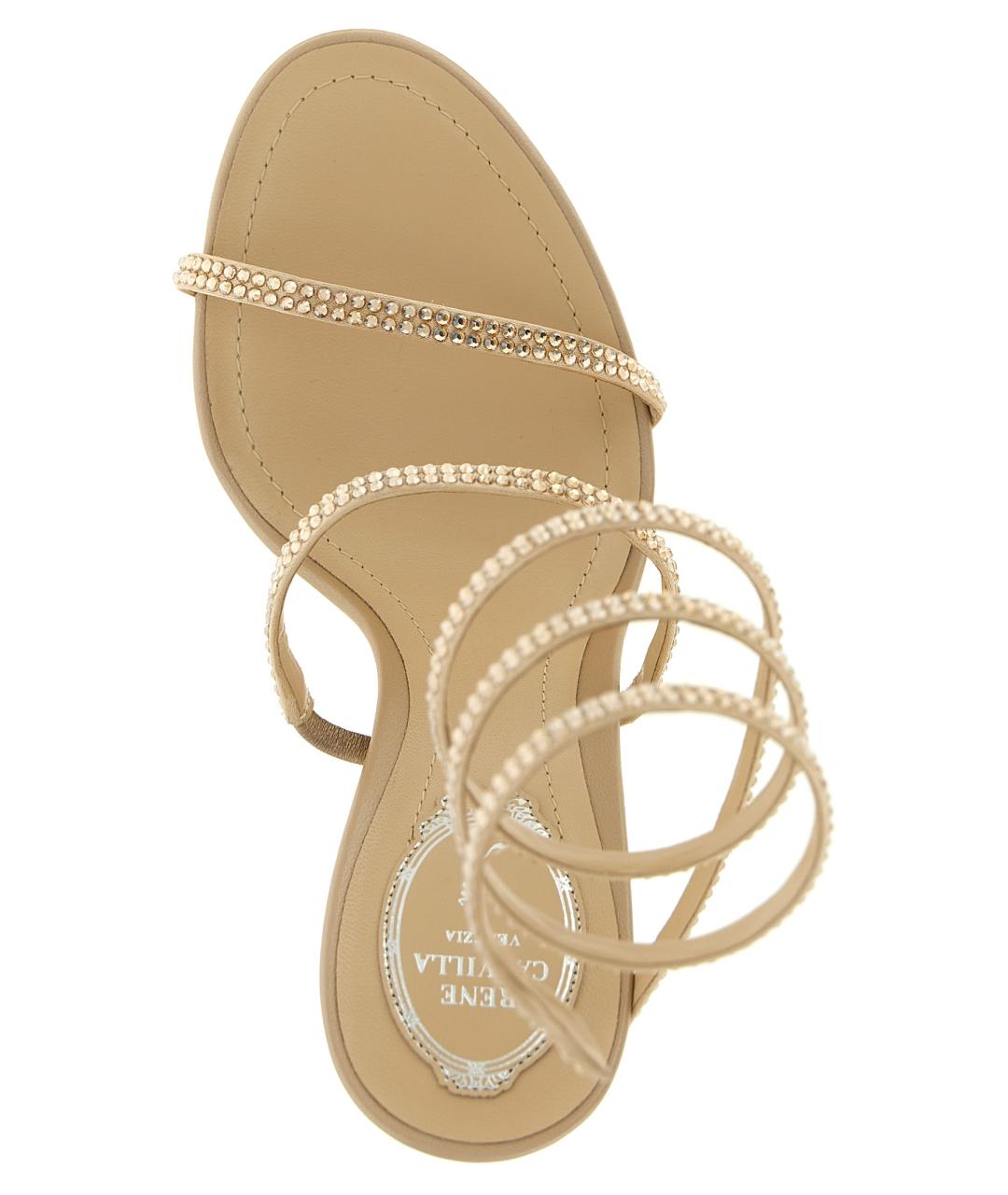 RENE CAOVILLA Бежевые текстильные босоножки, фото 4