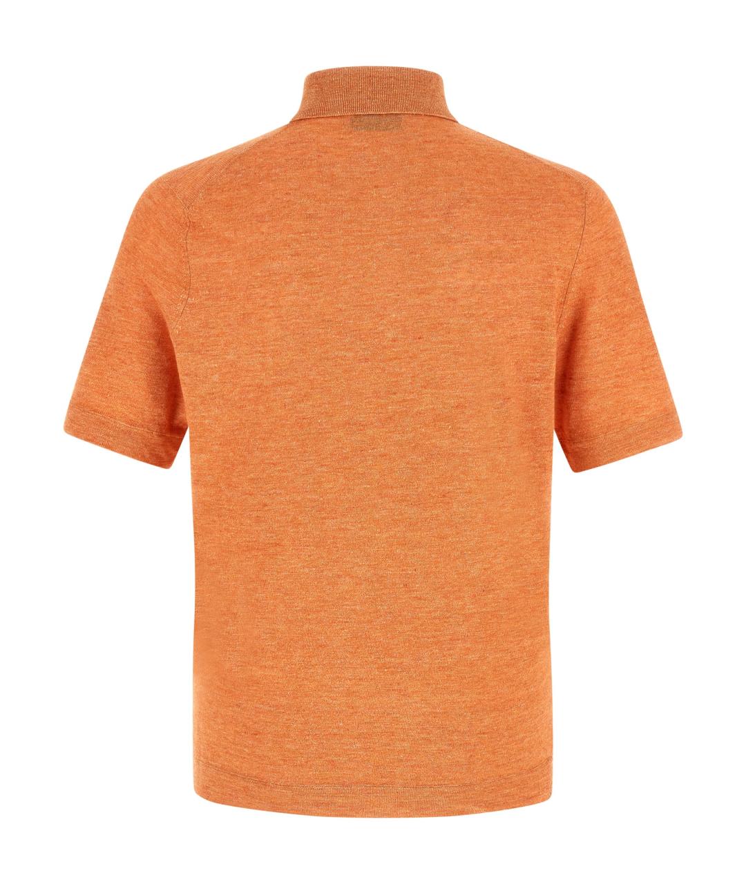 BRUNELLO CUCINELLI Оранжевое хлопковое поло с коротким рукавом, фото 2