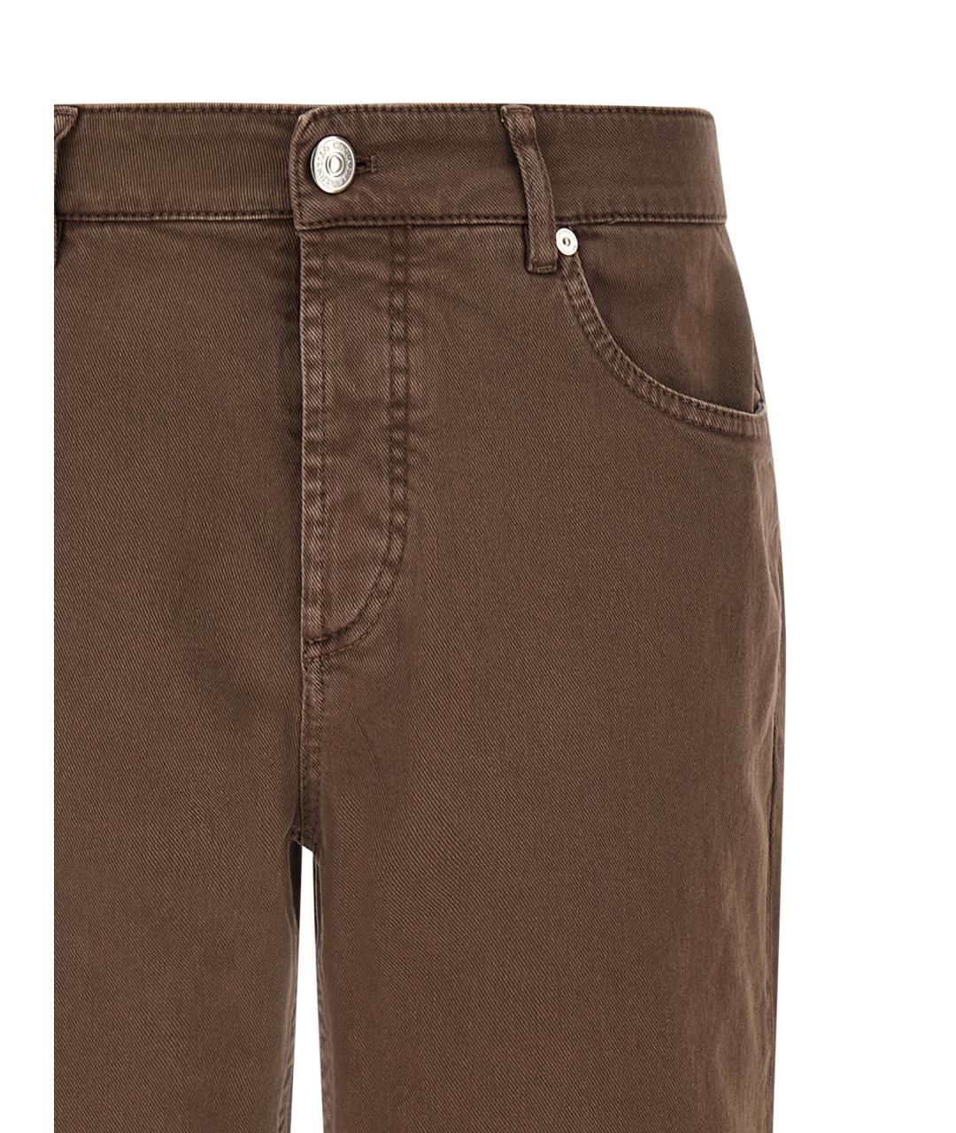 BRUNELLO CUCINELLI Коричневые хлопковые прямые джинсы, фото 3