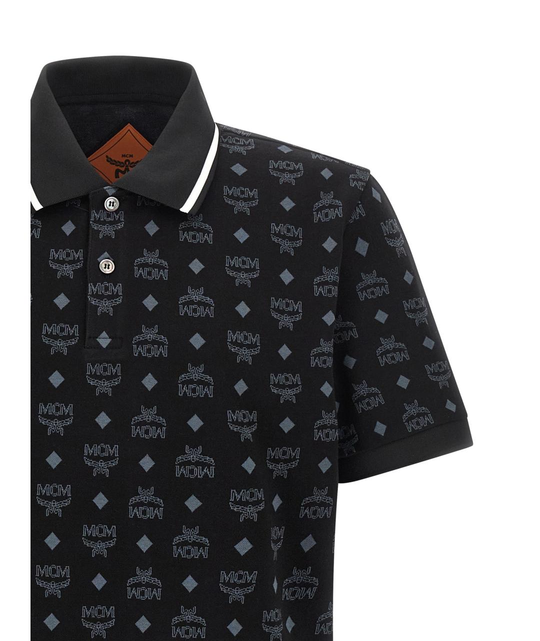 MCM Черное хлопковое поло с коротким рукавом, фото 3