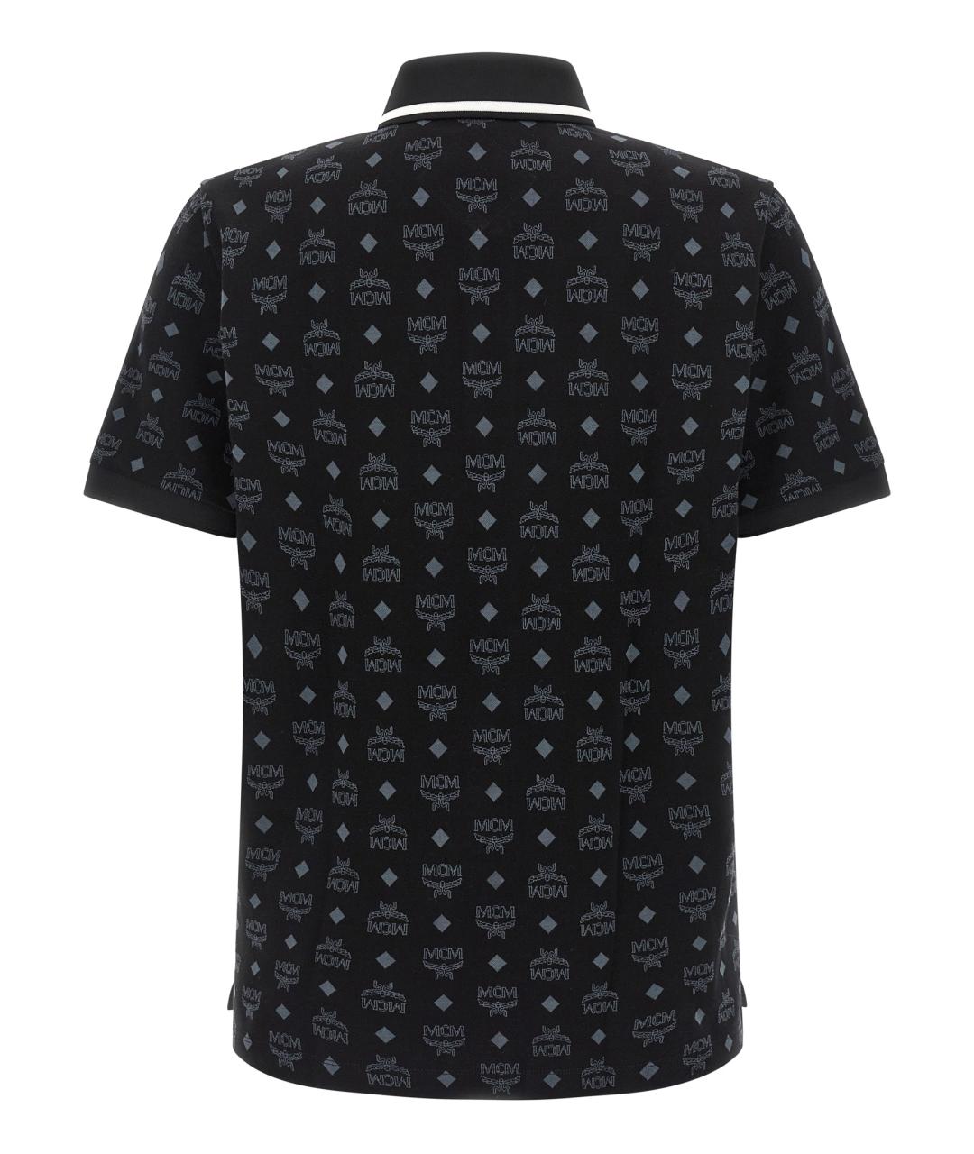 MCM Черное хлопковое поло с коротким рукавом, фото 2
