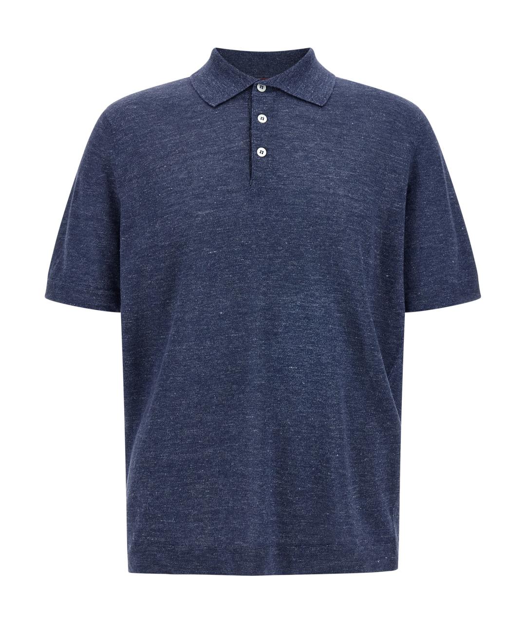 BRUNELLO CUCINELLI Синее поло с коротким рукавом, фото 1