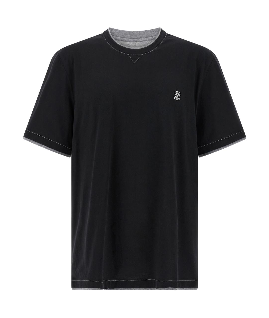 BRUNELLO CUCINELLI Черная хлопковая футболка, фото 1