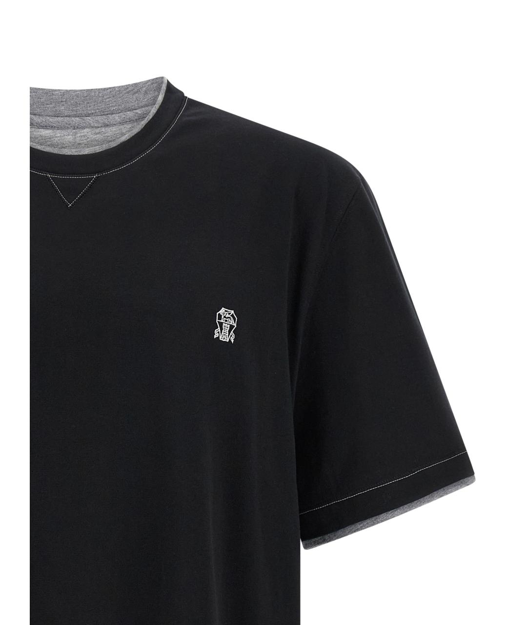 BRUNELLO CUCINELLI Черная хлопковая футболка, фото 3