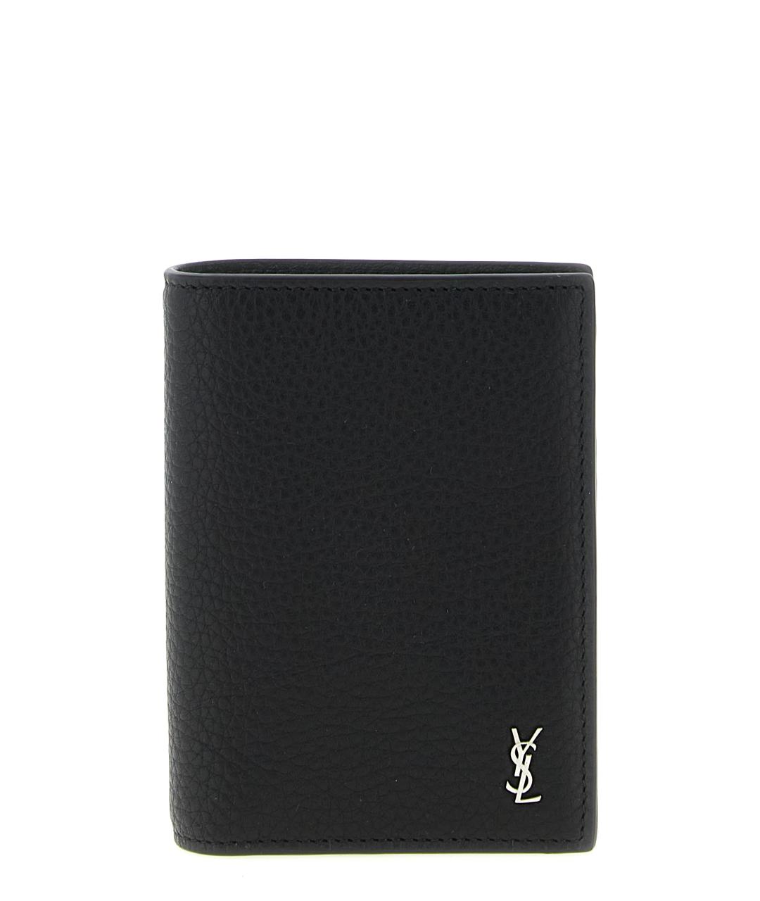 SAINT LAURENT Черный кожаный кардхолдер, фото 1