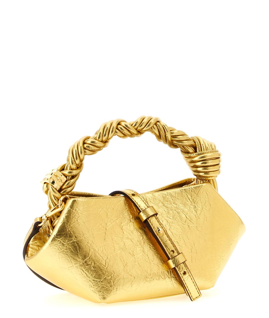 GANNI Золотая сумка тоут из искусственной кожи, фото 2
