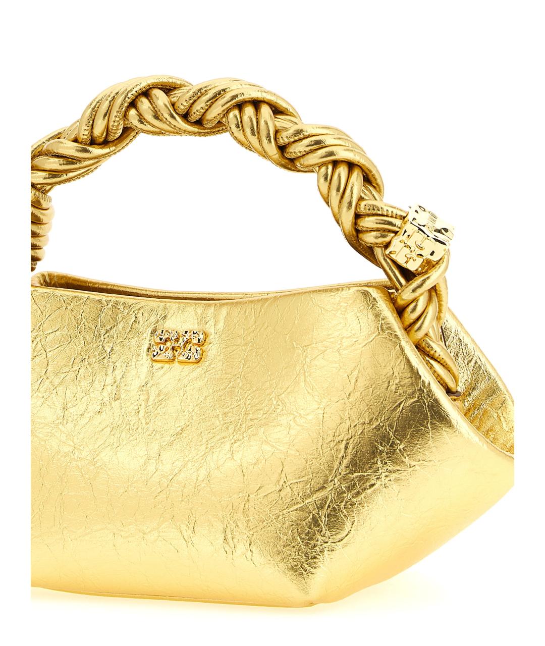 GANNI Золотая сумка тоут из искусственной кожи, фото 3