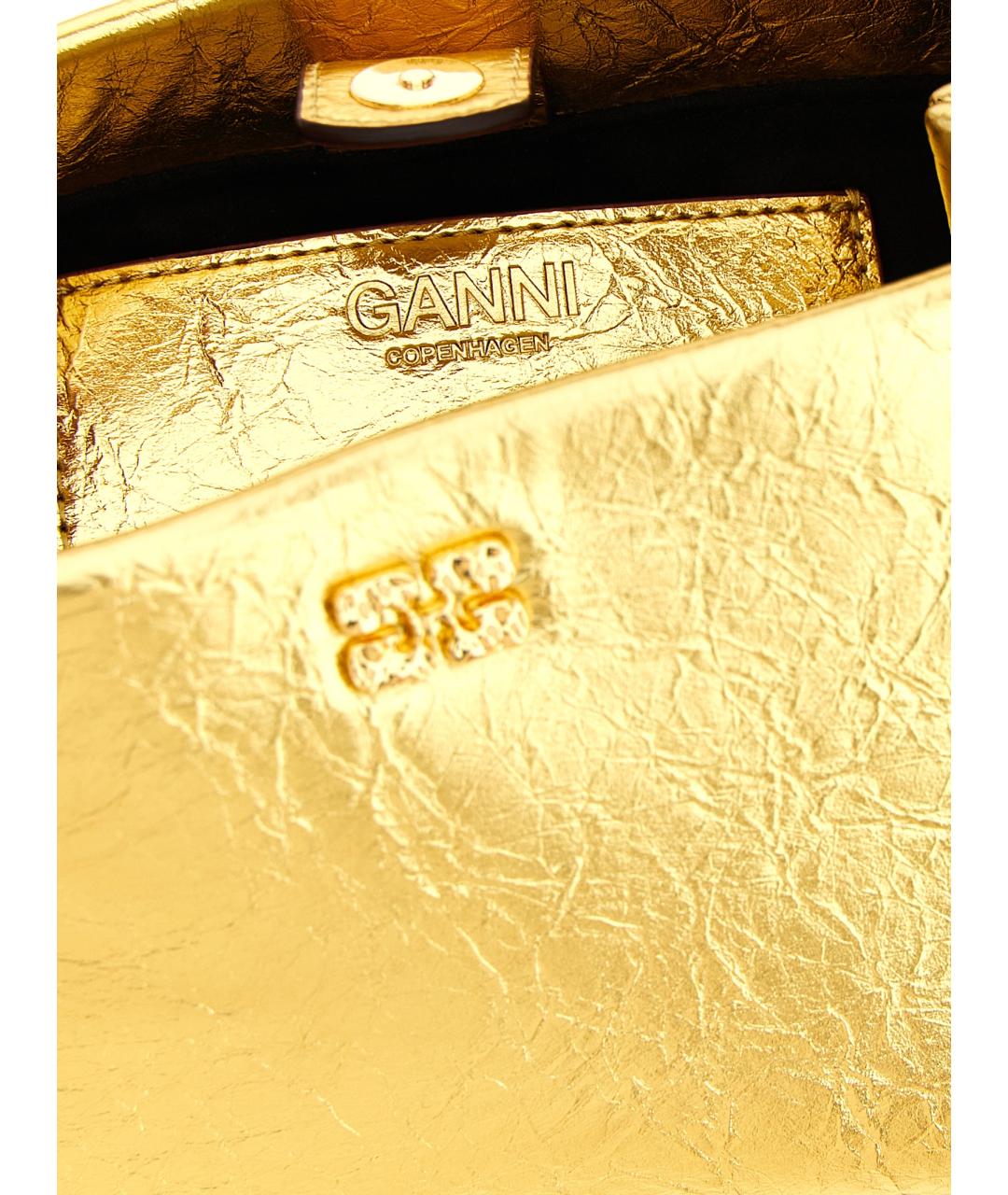 GANNI Золотая сумка тоут из искусственной кожи, фото 4