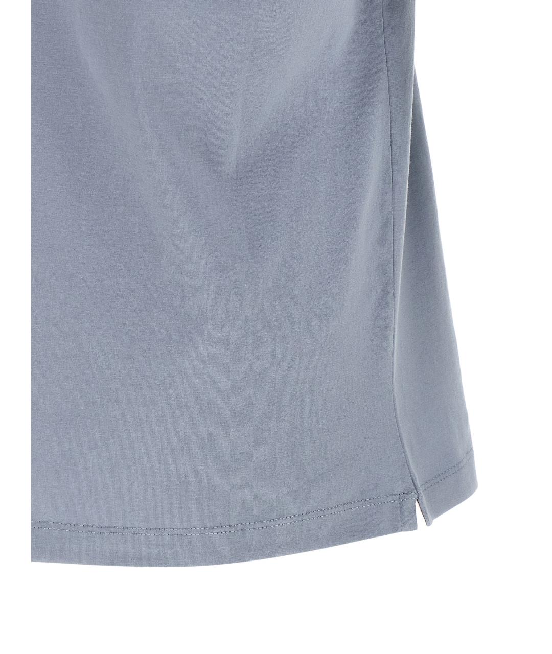 BRUNELLO CUCINELLI Голубая хлопковая футболка, фото 4