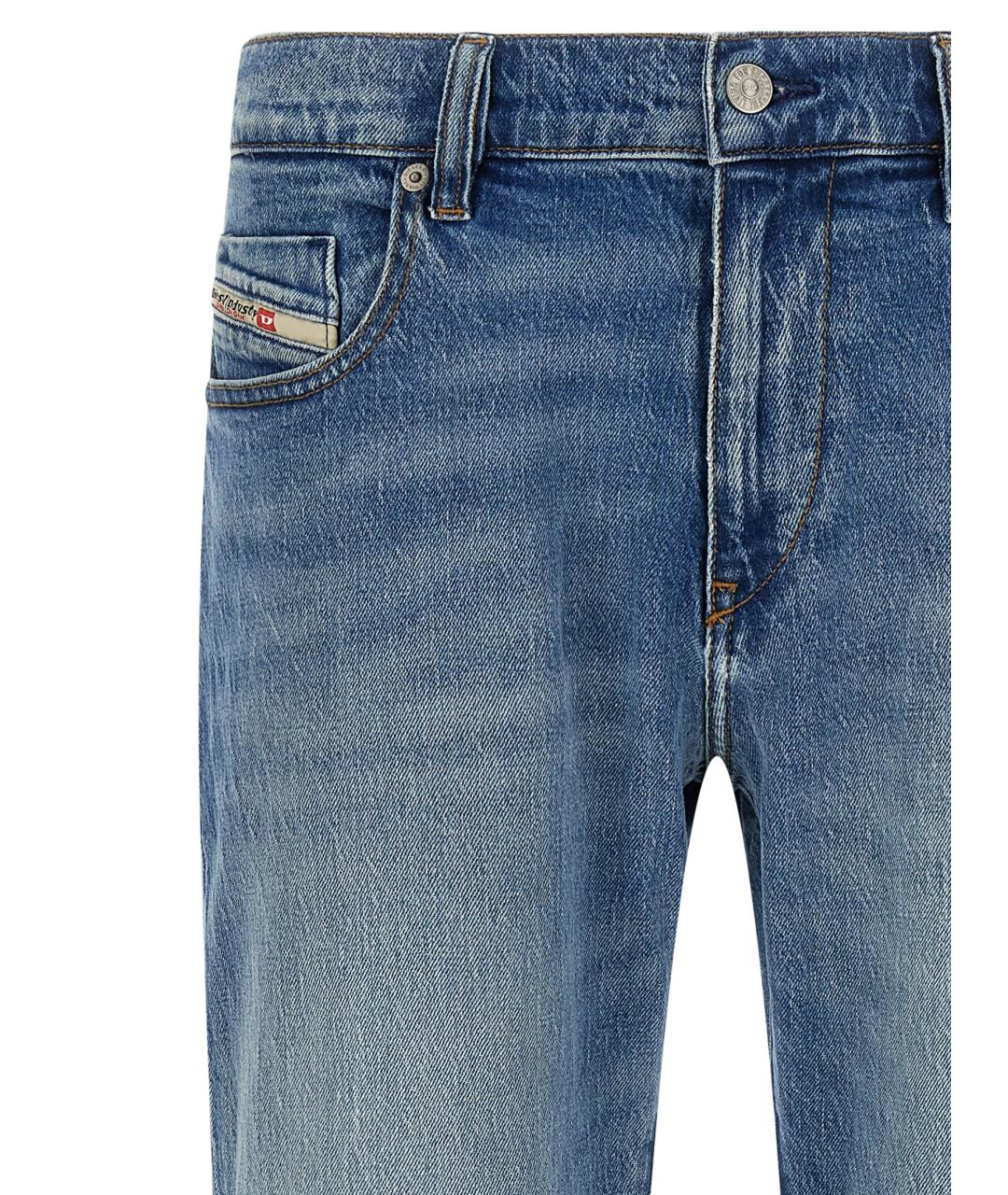 DIESEL Голубые хлопковые прямые джинсы, фото 3