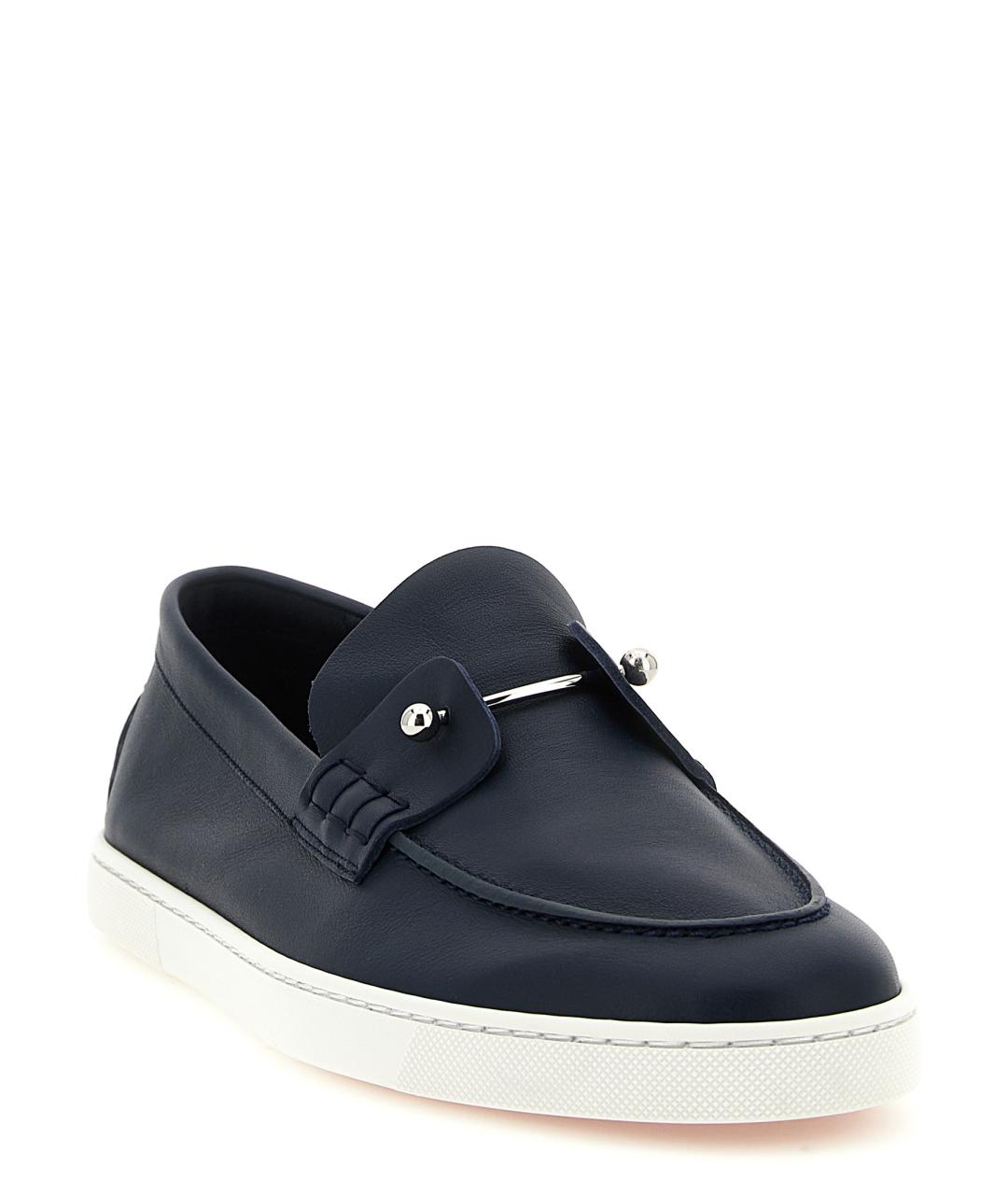 CHRISTIAN LOUBOUTIN Синие кожаные лоферы, фото 2