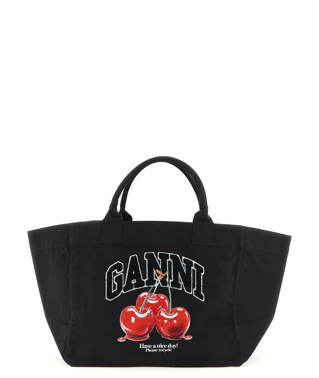 GANNI Черная хлопковая сумка тоут, фото 1