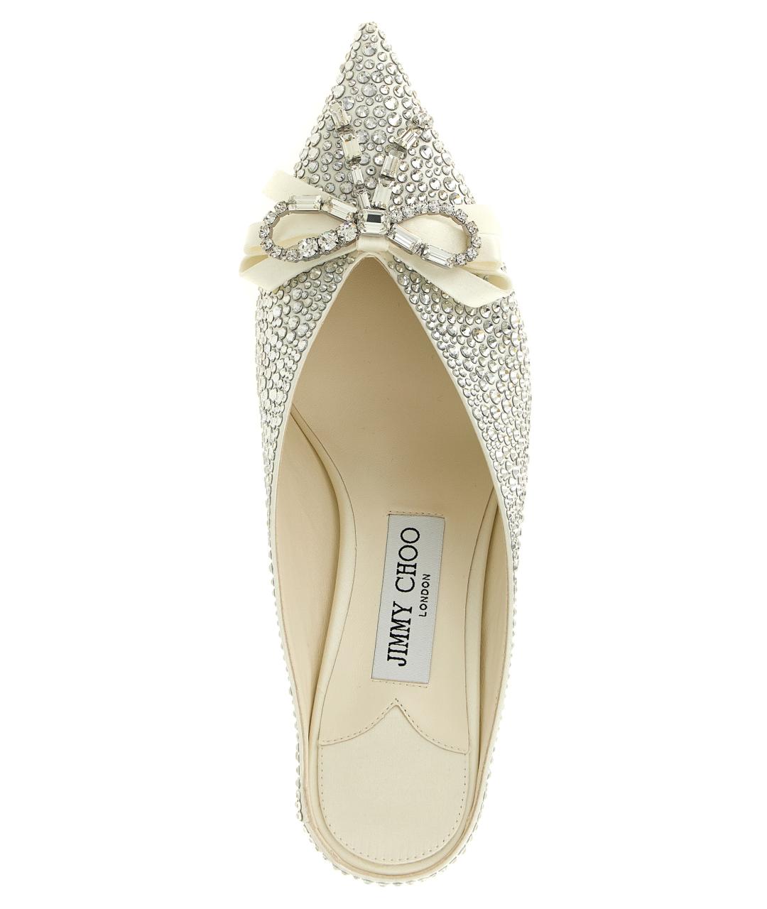 JIMMY CHOO Серебряные текстильные туфли, фото 4