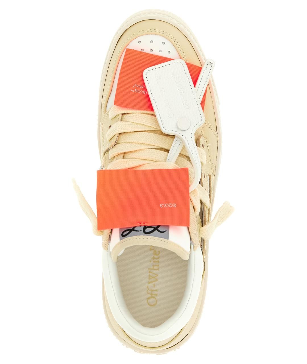 OFF-WHITE Бежевые кожаные кроссовки, фото 5