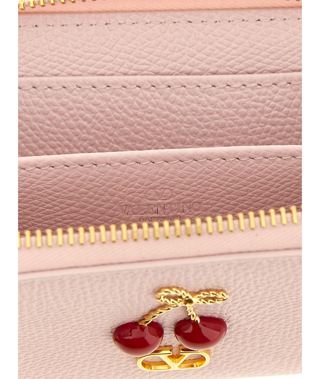 VALENTINO Розовый кожаный кошелек, фото 3