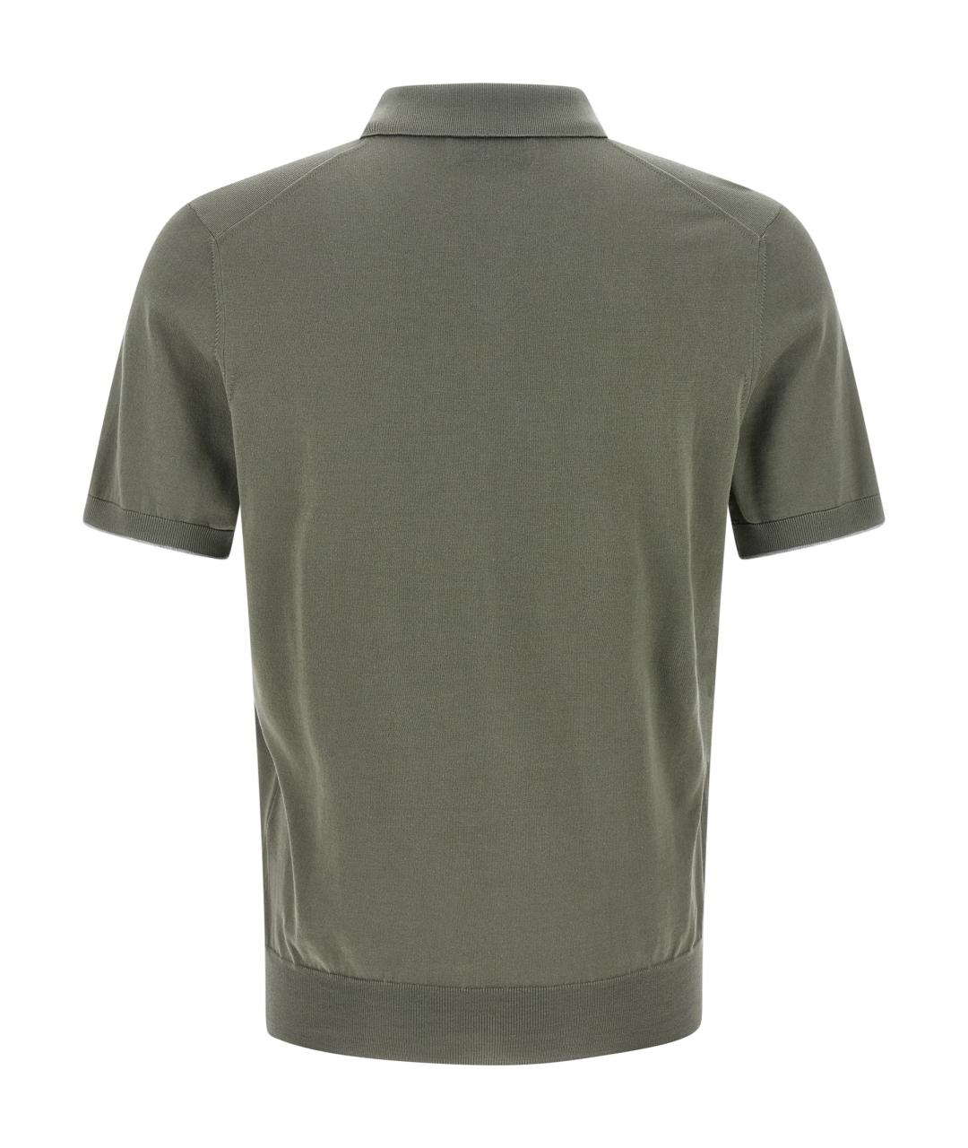 BRUNELLO CUCINELLI Зеленые хлопковое поло с коротким рукавом, фото 2