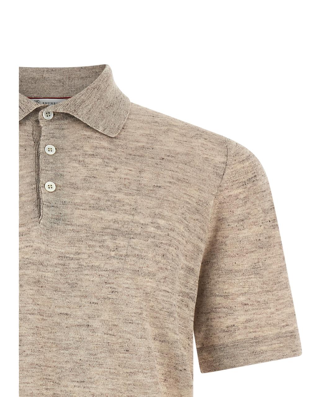 BRUNELLO CUCINELLI Бежевое поло с коротким рукавом, фото 3