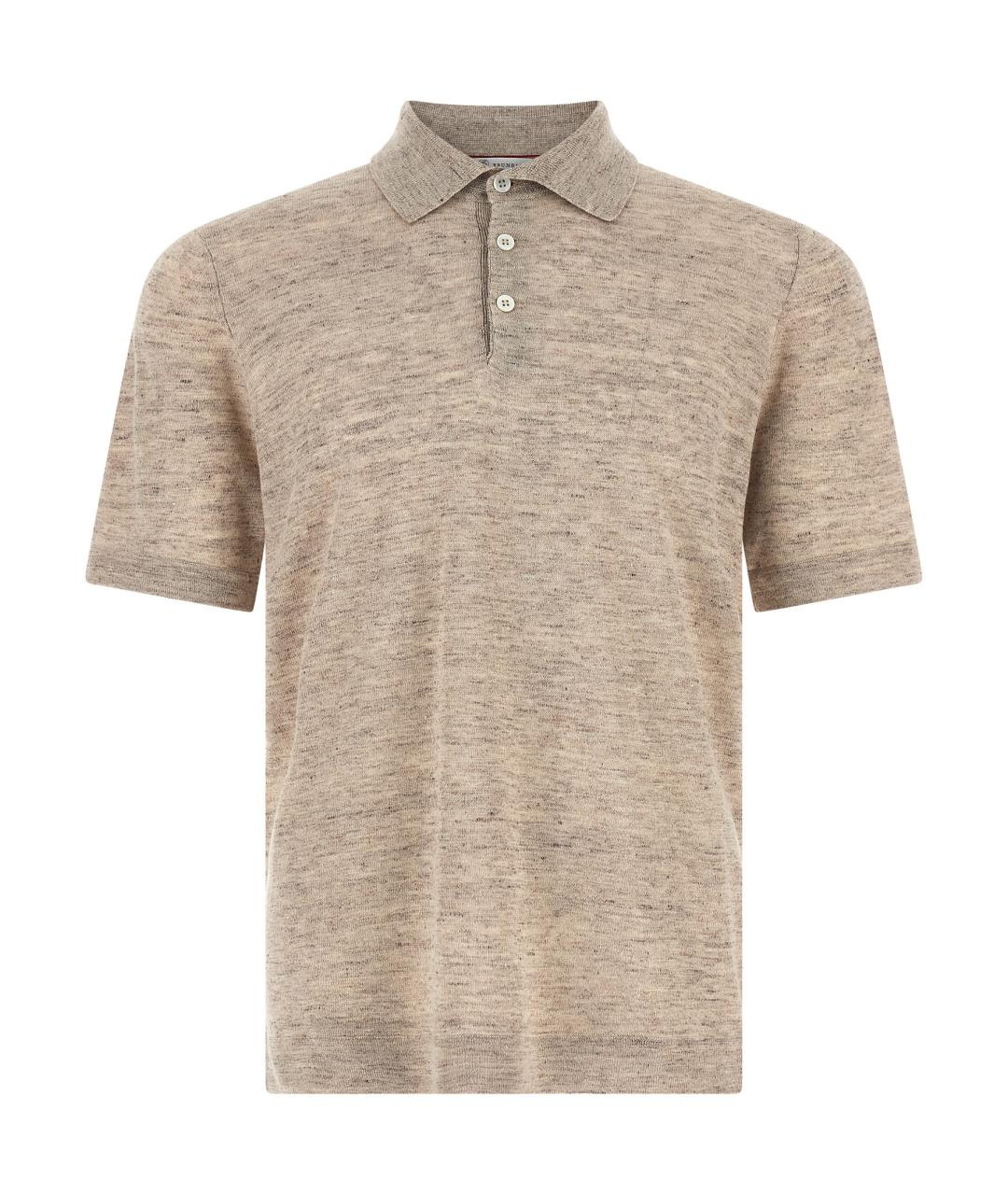 BRUNELLO CUCINELLI Бежевое поло с коротким рукавом, фото 1