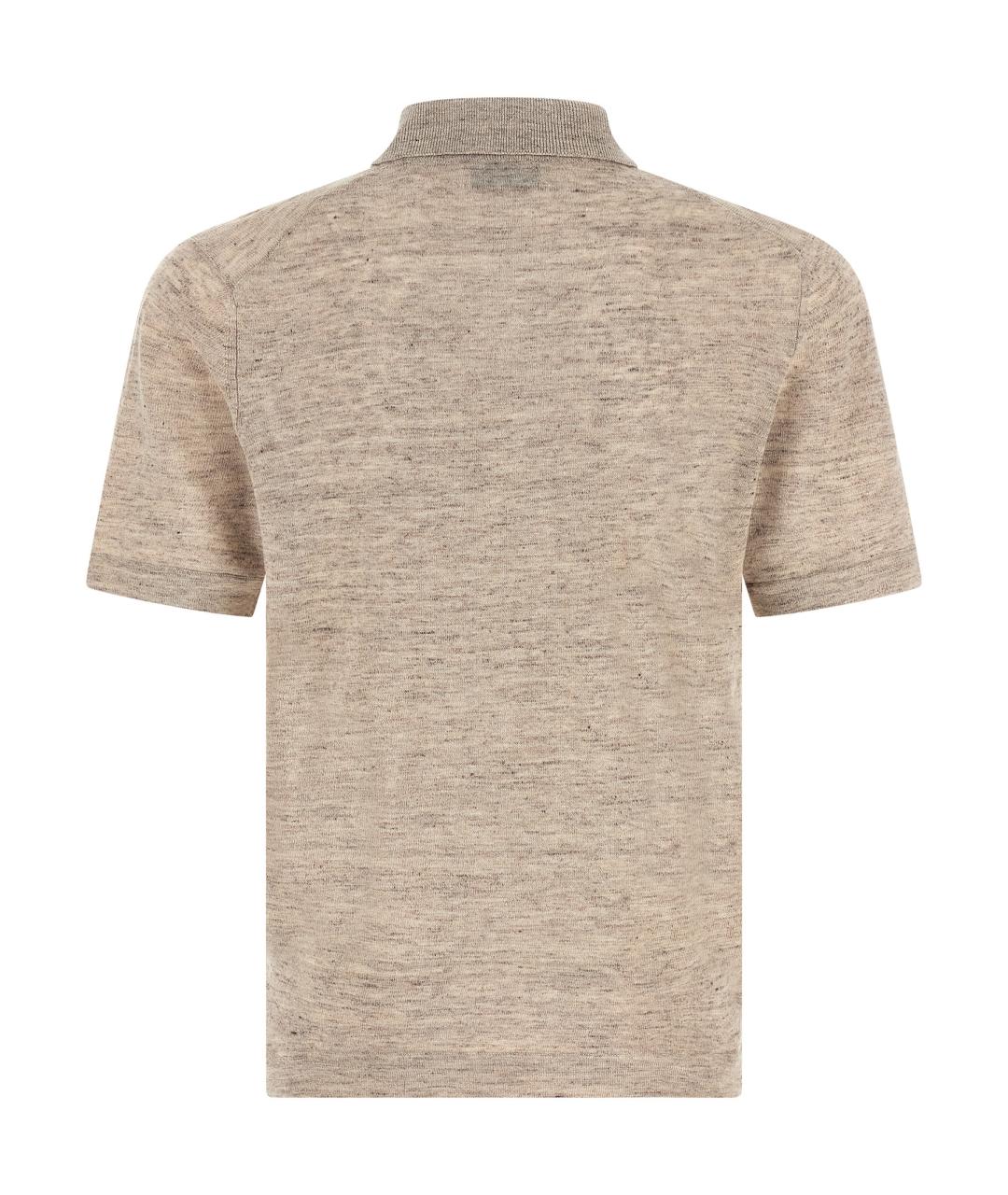 BRUNELLO CUCINELLI Бежевое поло с коротким рукавом, фото 2