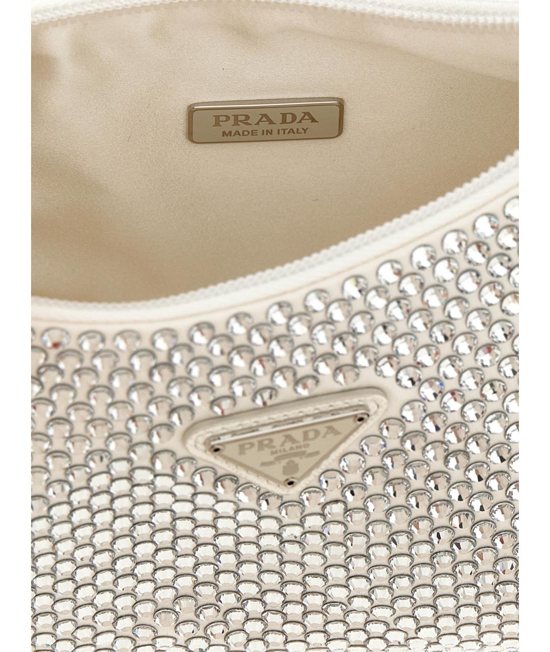 PRADA Белая шелковая сумка через плечо, фото 4