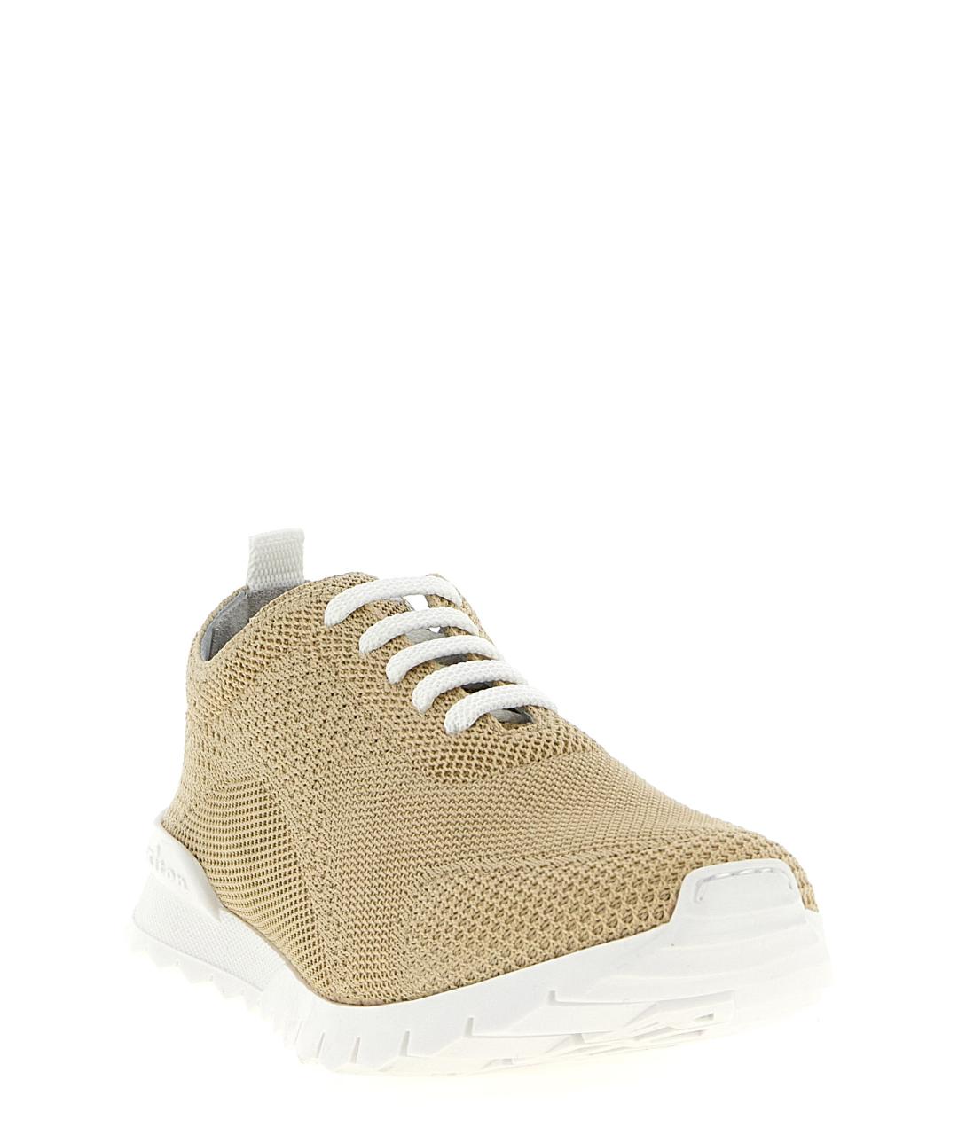 KITON Бежевые текстильные низкие кроссовки / кеды, фото 2