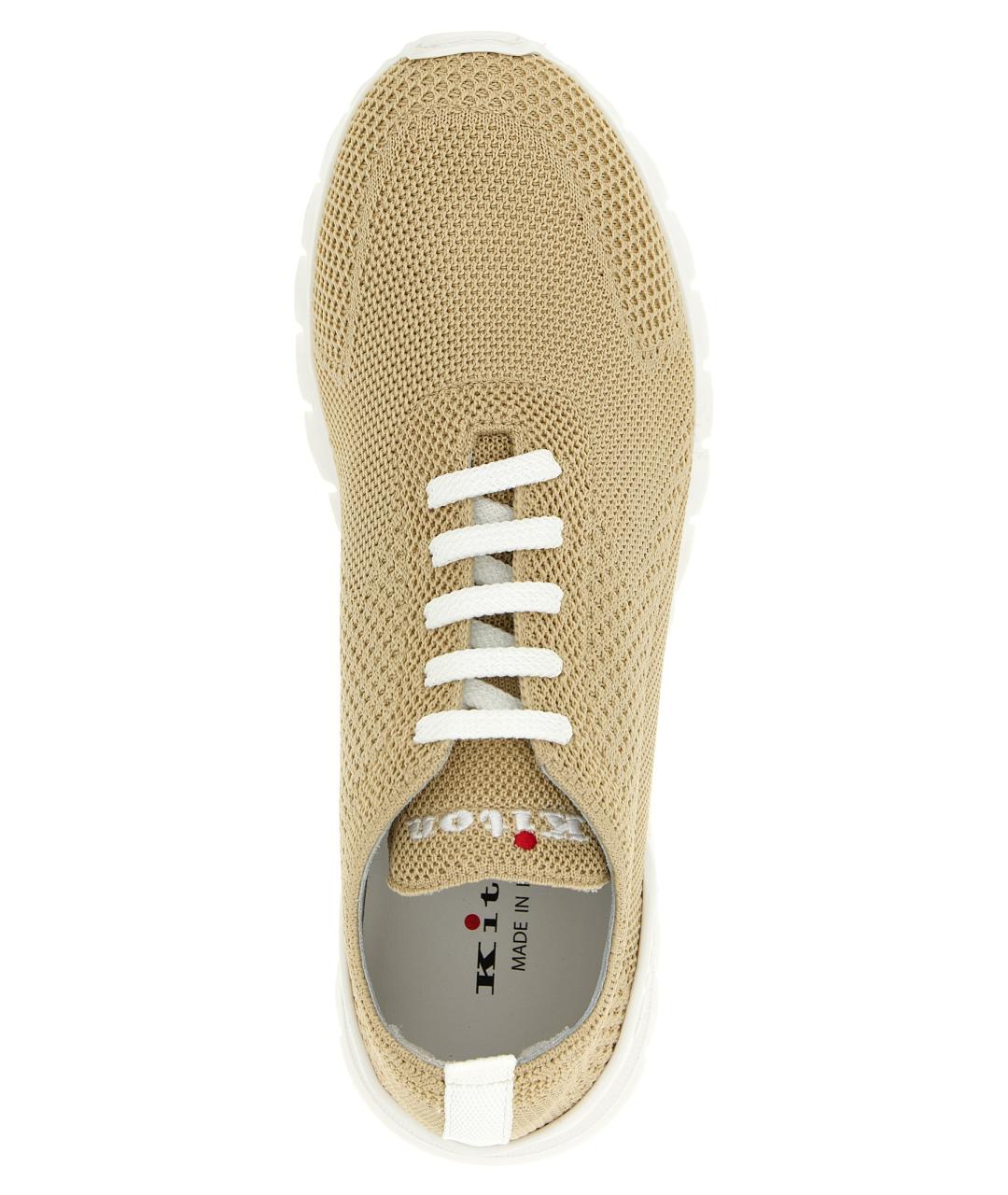 KITON Бежевые текстильные низкие кроссовки / кеды, фото 4