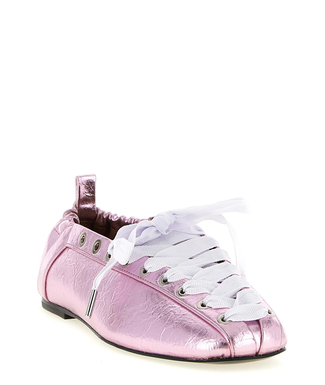 GANNI Розовые кожаные балетки, фото 2