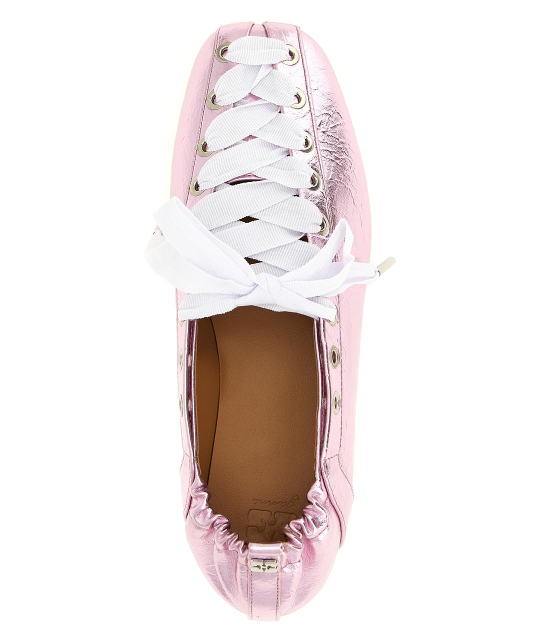 GANNI Розовые кожаные балетки, фото 4