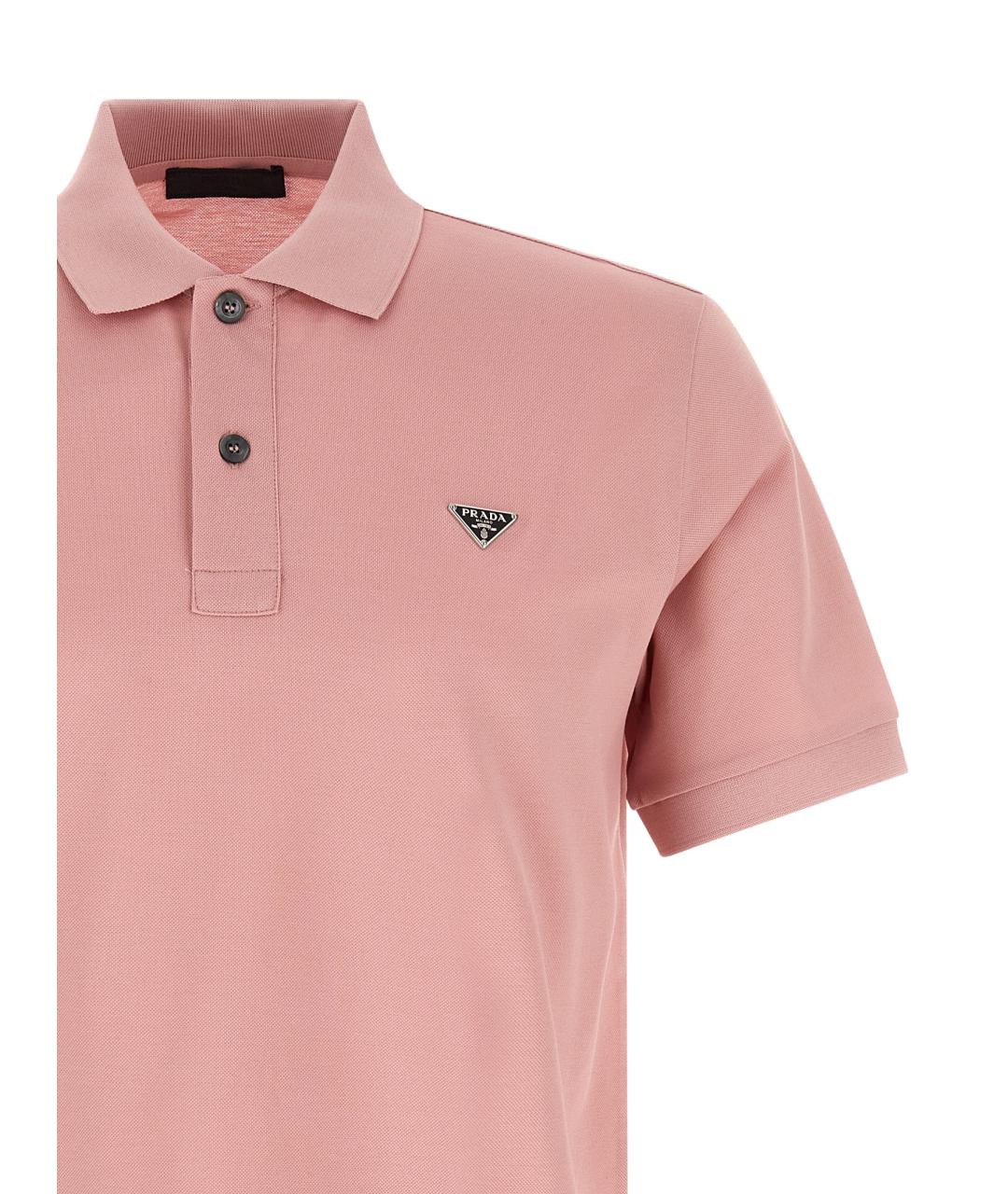 PRADA Розовое хлопковое поло с коротким рукавом, фото 3