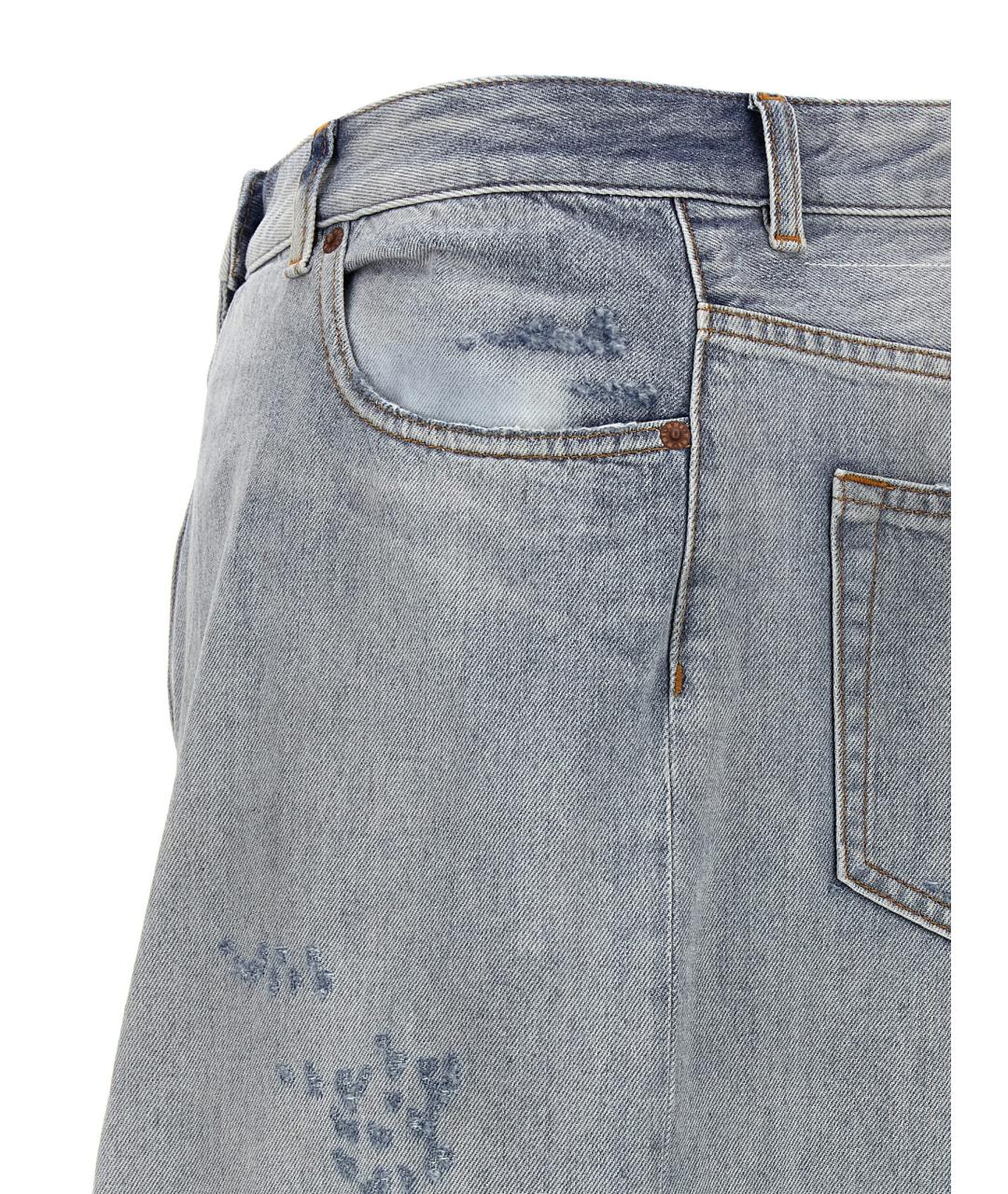 MM6 MAISON MARGIELA Голубая хлопковая юбка миди, фото 4