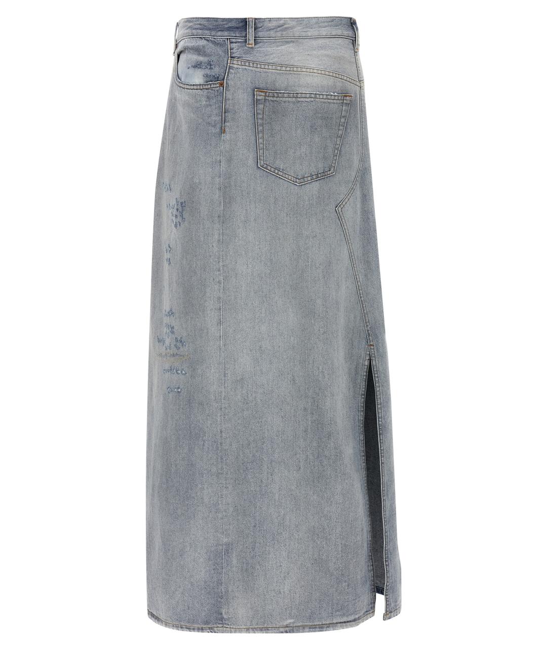 MM6 MAISON MARGIELA Голубая хлопковая юбка миди, фото 2