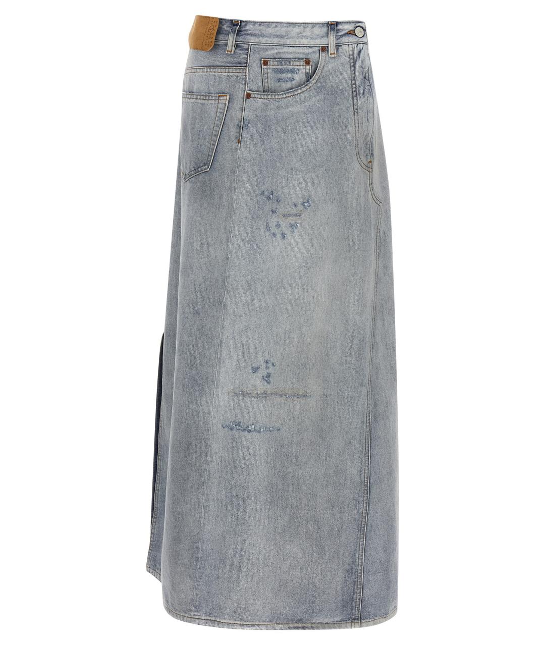 MM6 MAISON MARGIELA Голубая хлопковая юбка миди, фото 1