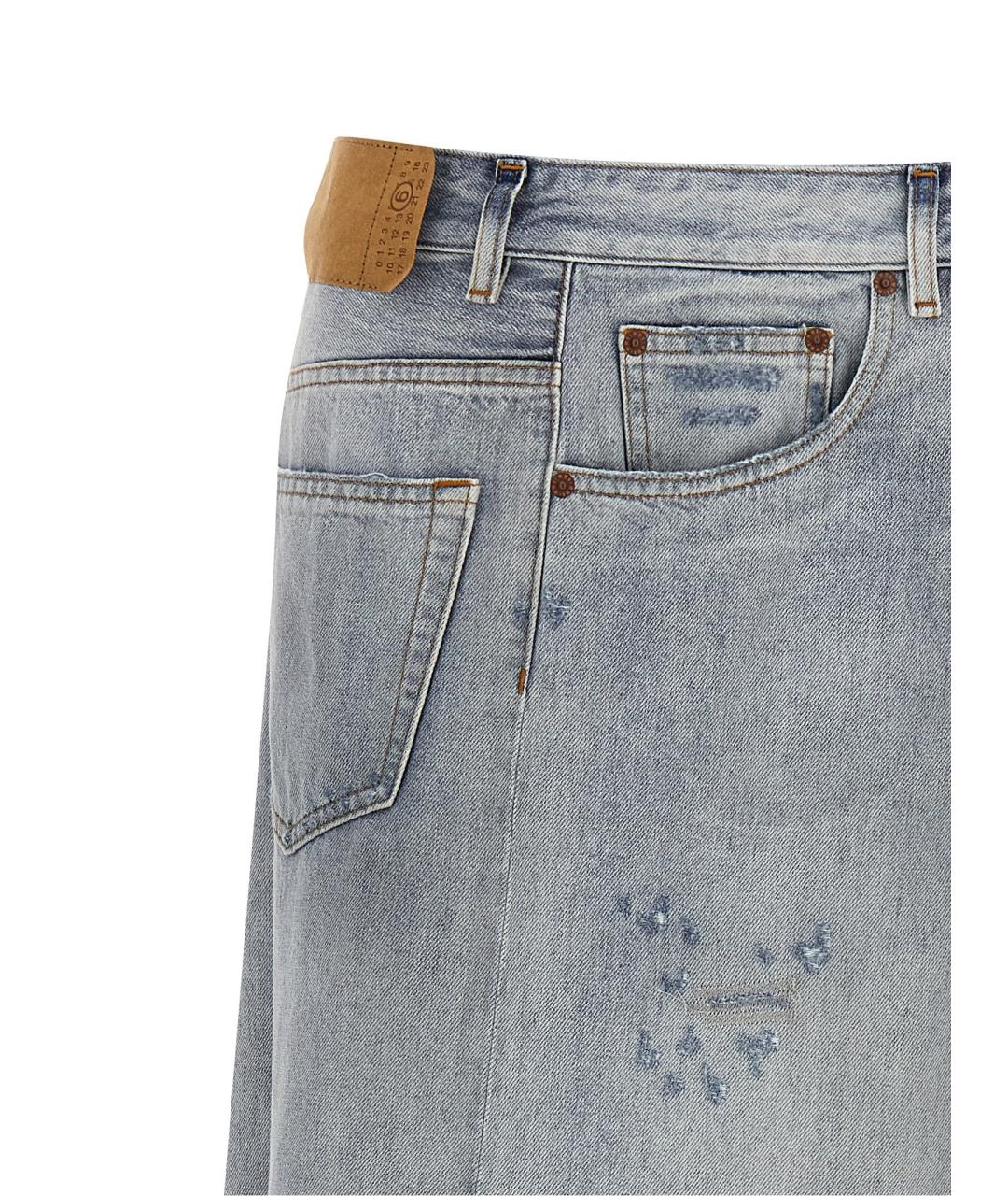 MM6 MAISON MARGIELA Голубая хлопковая юбка миди, фото 3