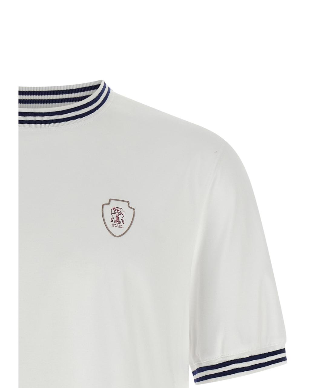 BRUNELLO CUCINELLI Белая хлопковая футболка, фото 3