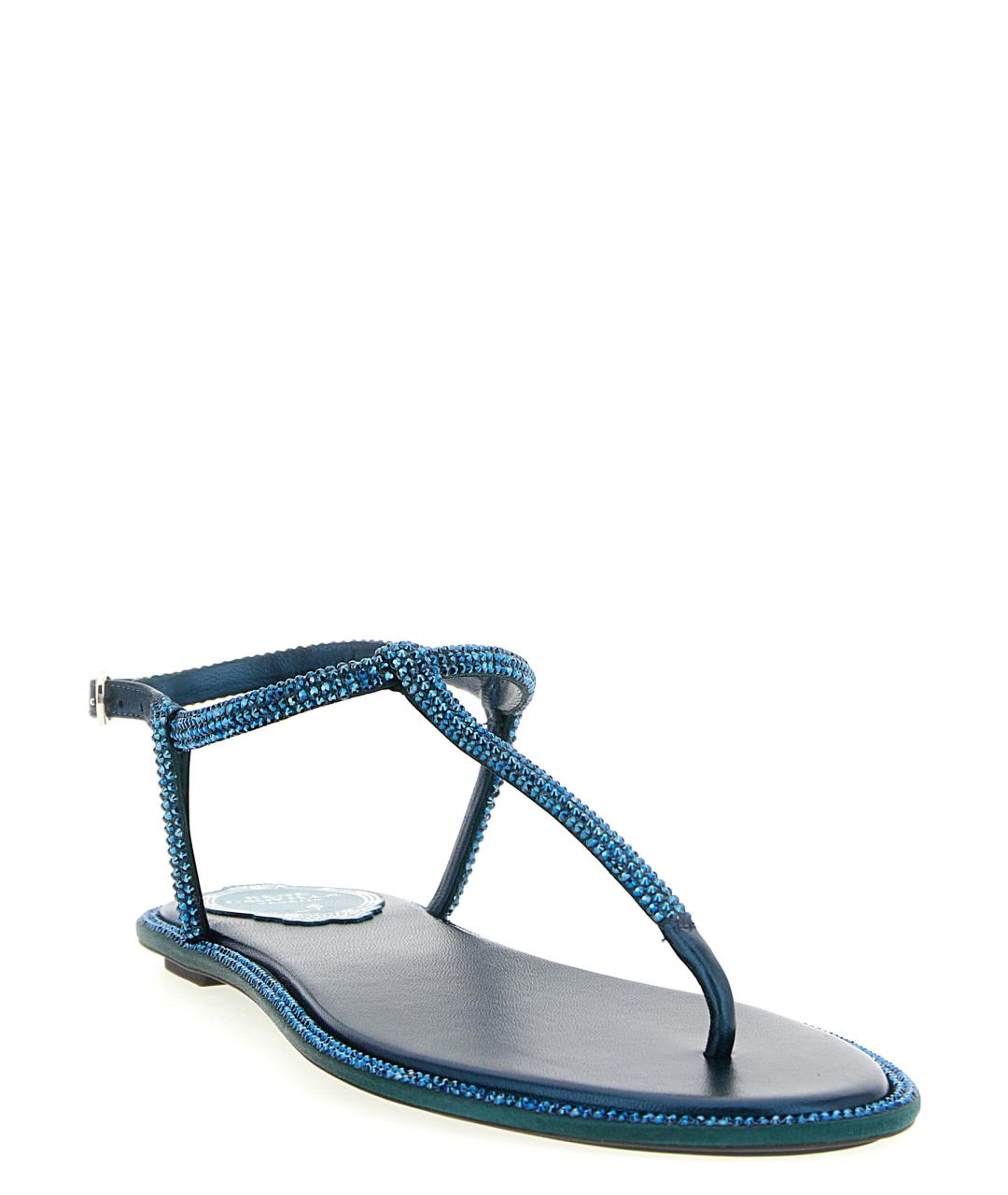 RENE CAOVILLA Синие кожаные босоножки, фото 2