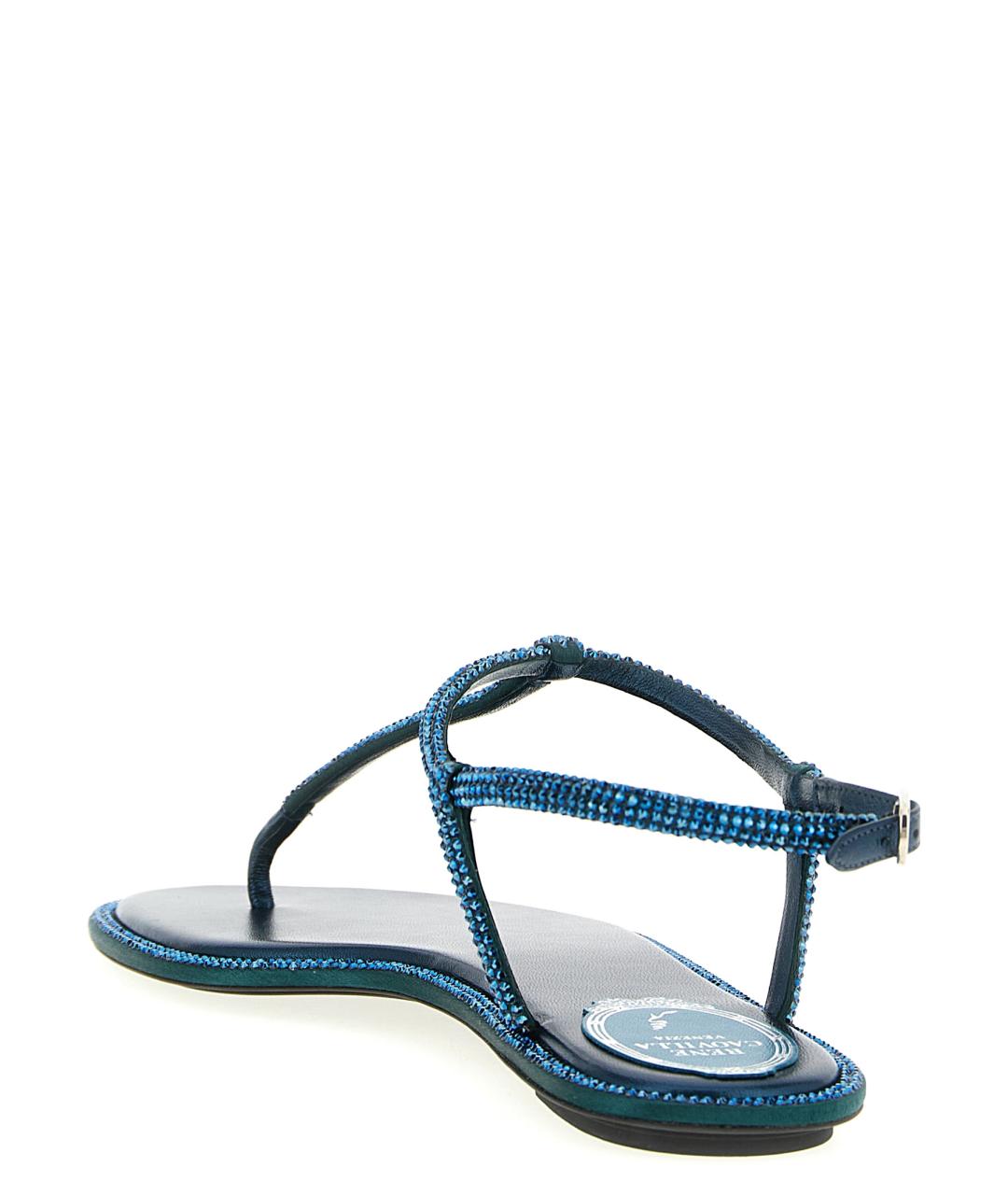 RENE CAOVILLA Синие кожаные босоножки, фото 3