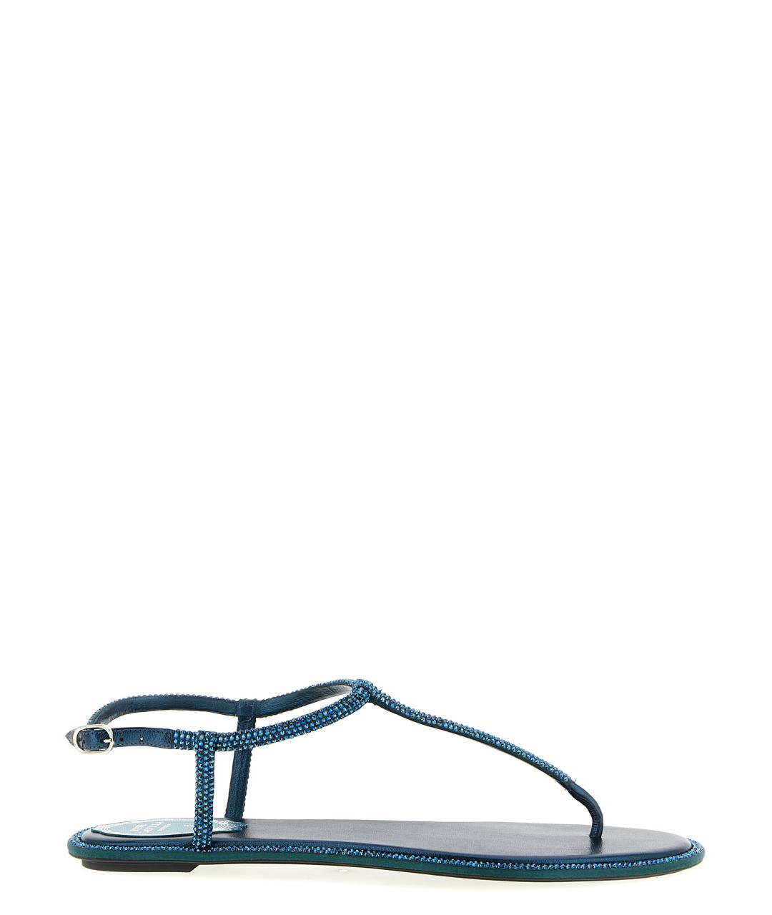 RENE CAOVILLA Синие кожаные босоножки, фото 1