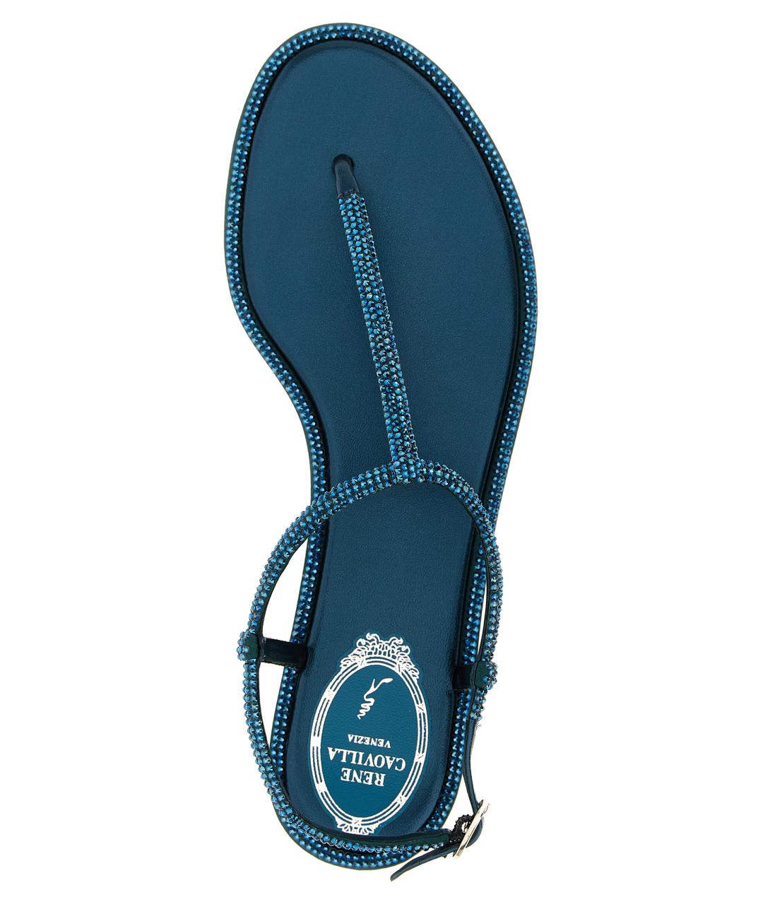 RENE CAOVILLA Синие кожаные босоножки, фото 4