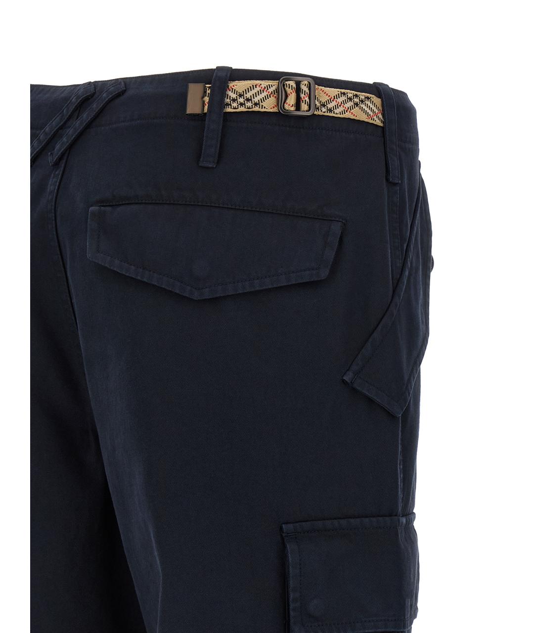 BURBERRY Синие хлопковые повседневные брюки, фото 4