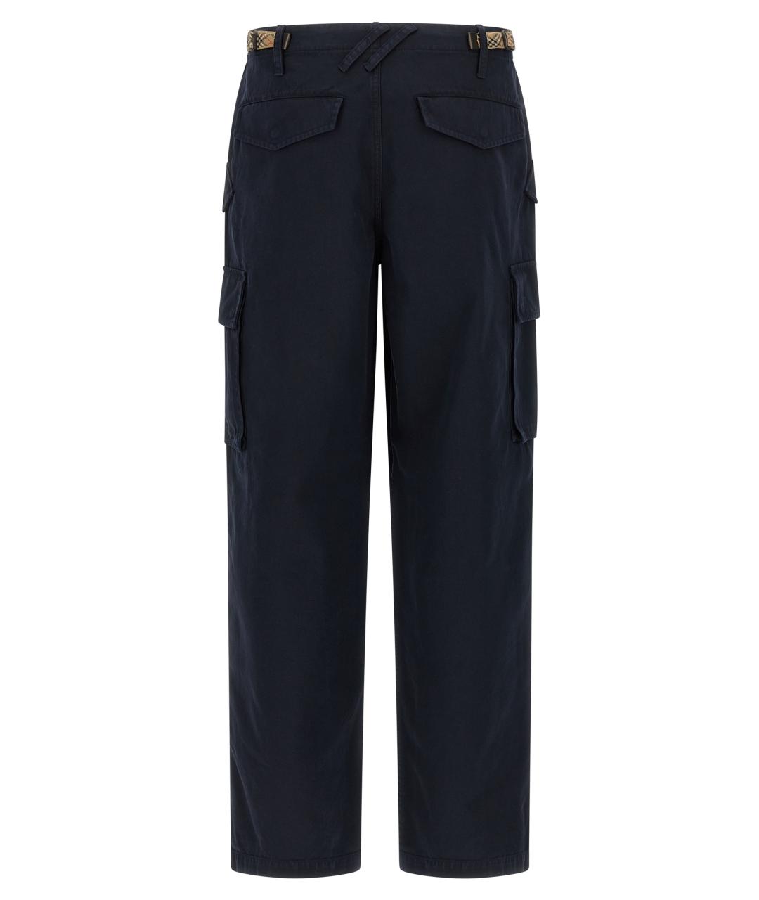 BURBERRY Синие хлопковые повседневные брюки, фото 2