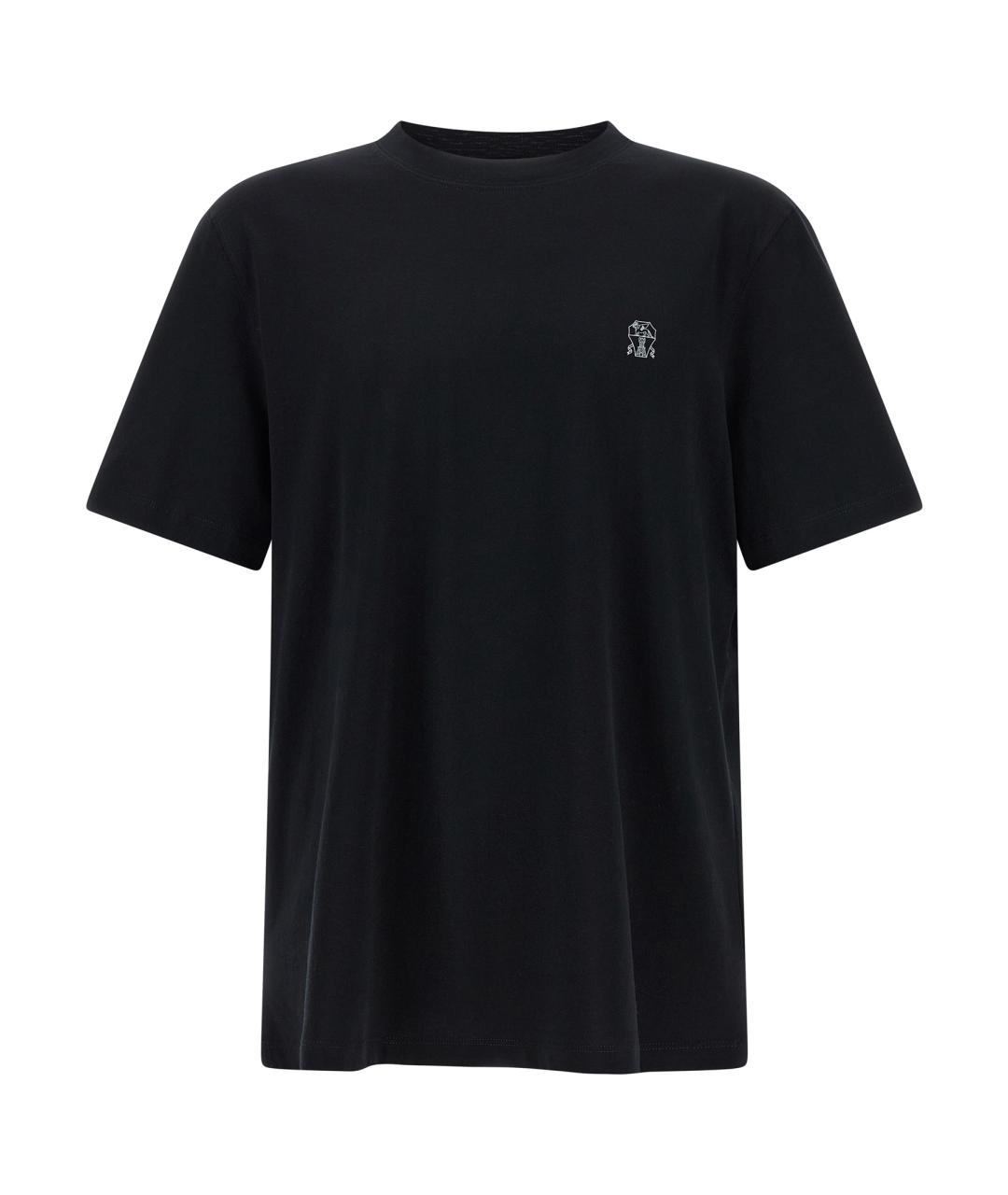 BRUNELLO CUCINELLI Черная хлопковая футболка, фото 1