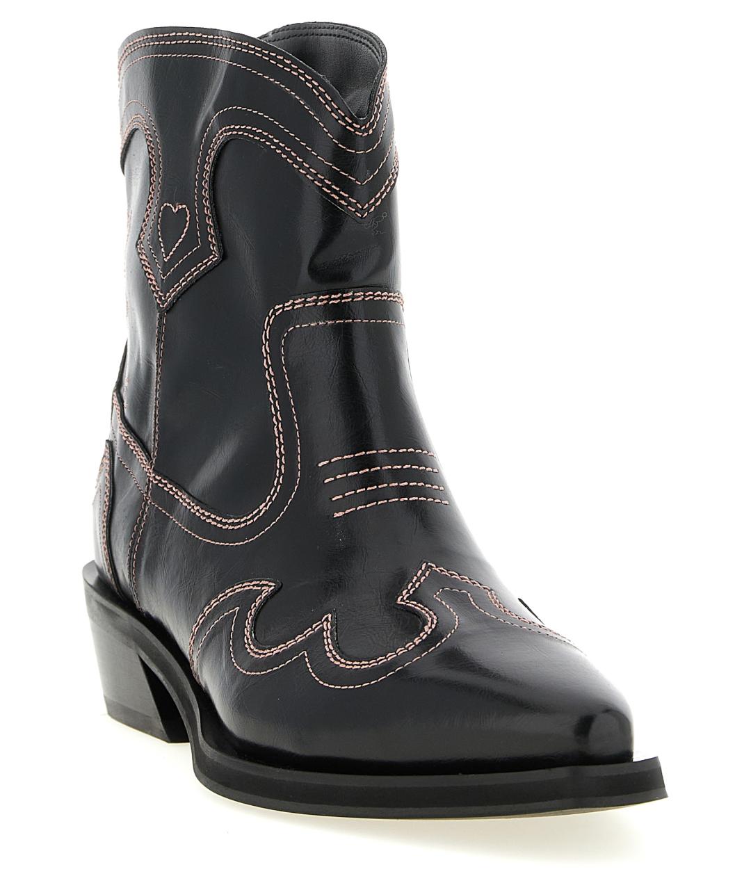 GANNI Черные кожаные ботинки, фото 2