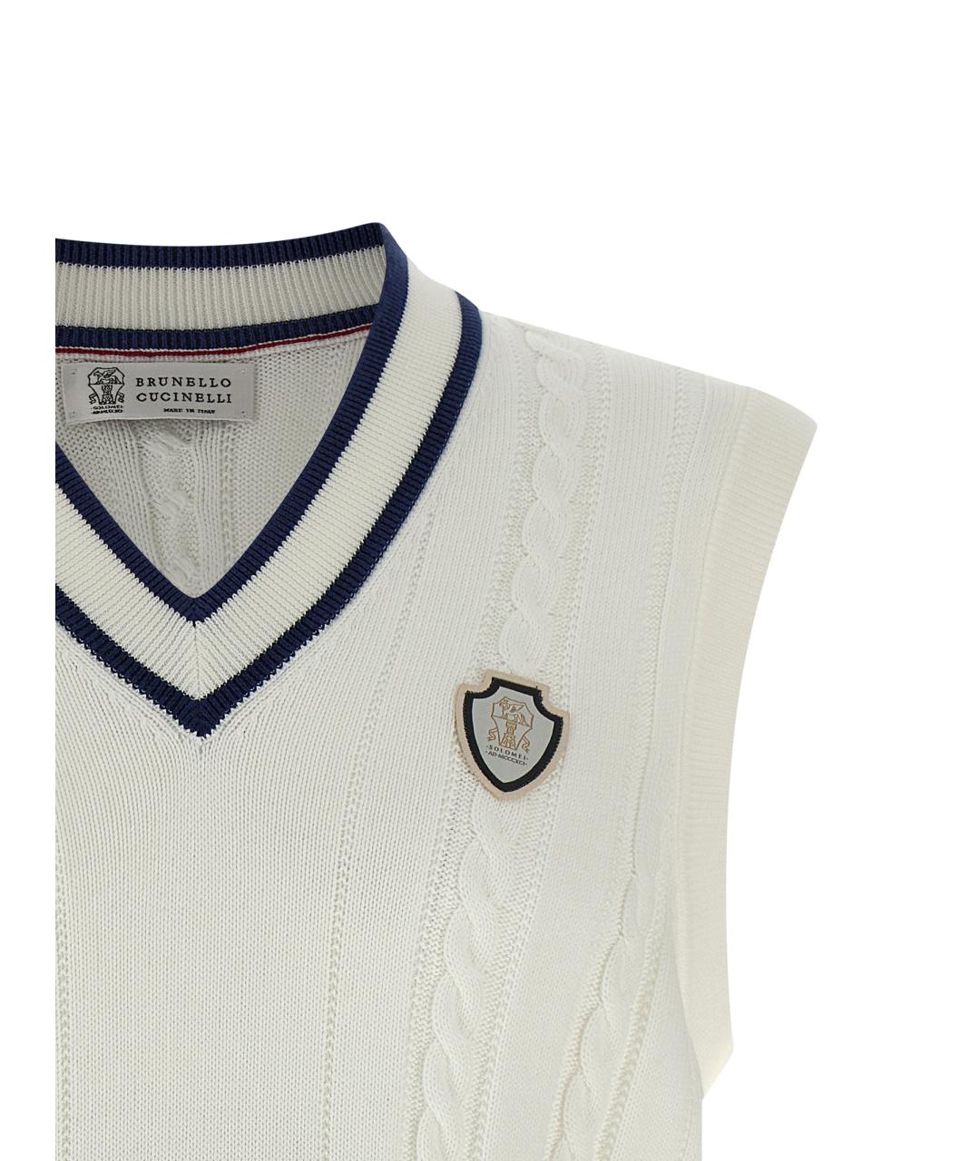 BRUNELLO CUCINELLI Белая хлопковая жилетка, фото 3