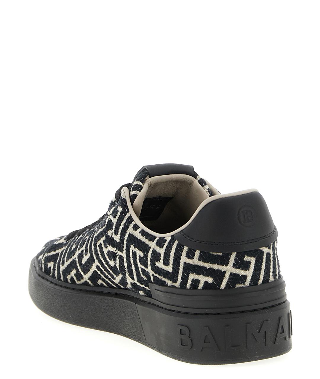 BALMAIN Черные текстильные низкие кроссовки / кеды, фото 3